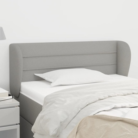 Tăblie de pat cu aripioare gri deschis 103x23x78/88 cm textil