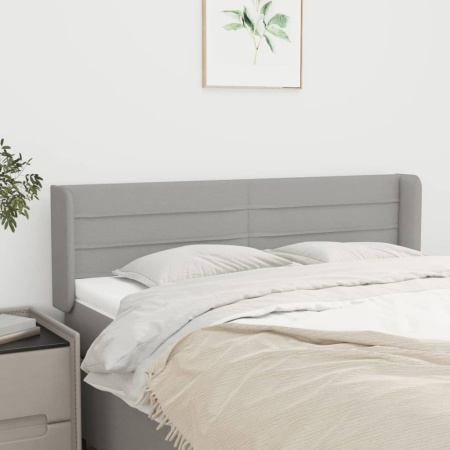 Tăblie de pat cu aripioare gri deschis 147x16x78/88 cm textil