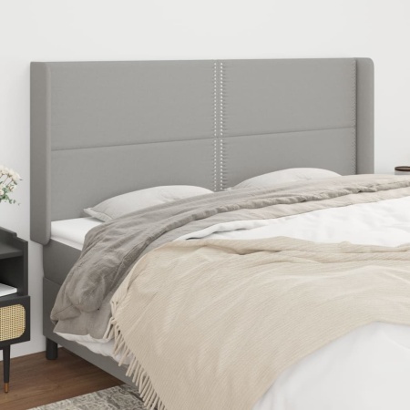 Tăblie de pat cu aripioare gri deschis 183x16x118/128 cm textil