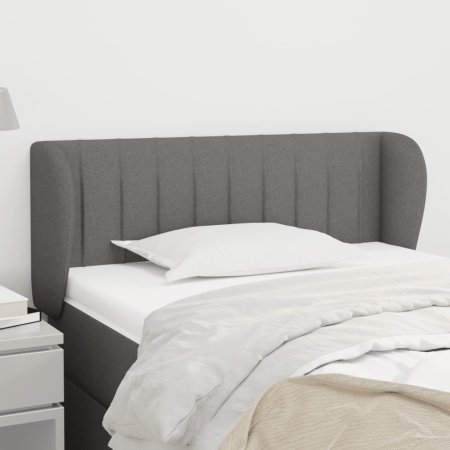 Tăblie de pat cu aripioare gri închis 83x23x78/88 cm textil