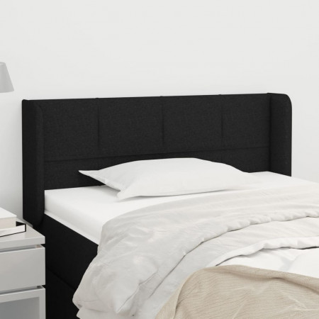 Tăblie de pat cu aripioare negru 83x16x78/88 cm textil
