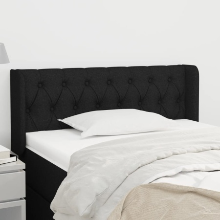 Tăblie de pat cu aripioare negru 93x16x78/88 cm textil