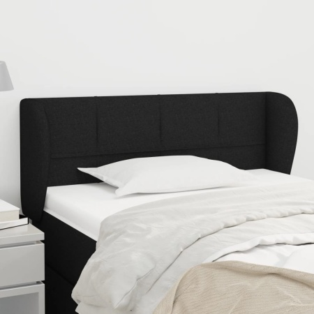 Tăblie de pat cu aripioare negru 93x23x78/88 cm textil