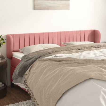 Tăblie de pat cu aripioare roz 203x23x78/88 cm catifea