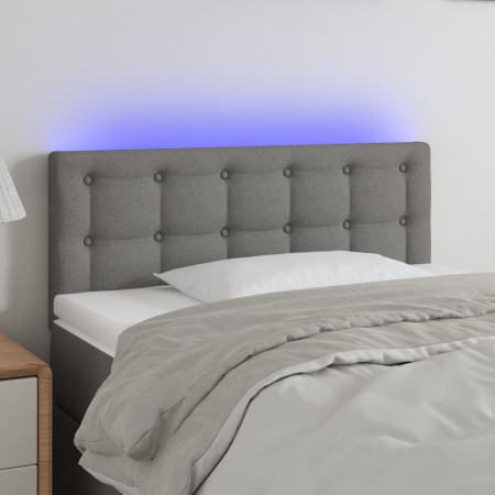 Tăblie de pat cu LED, gri închis, 80x5x78/88 cm, textil
