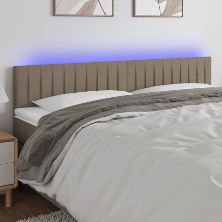 Tăblie de pat cu LED, gri taupe, 200x5x78/88 cm, textil