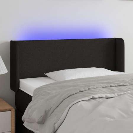 Tăblie de pat cu LED, negru, 83x16x78/88 cm, textil