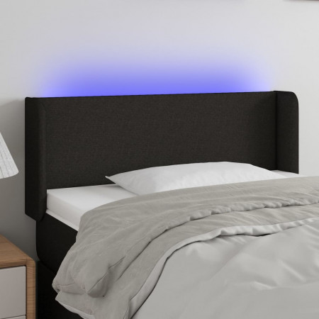 Tăblie de pat cu LED, negru, 83x16x78/88 cm, textil - Img 1