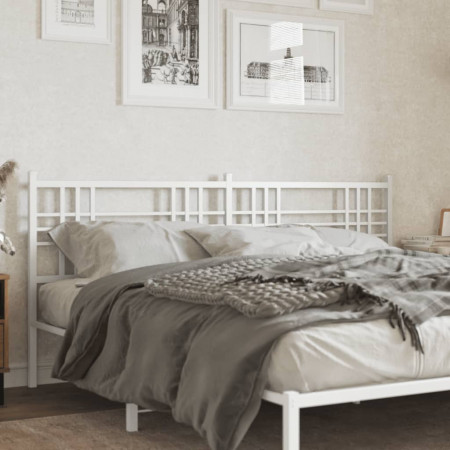 Tăblie de pat metalică, alb, 180 cm - Img 1