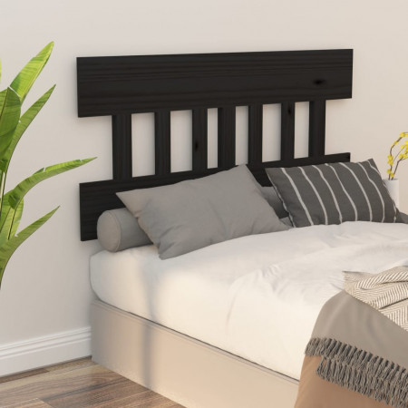 Tăblie de pat, negru, 203,5x3x81 cm, lemn masiv de pin