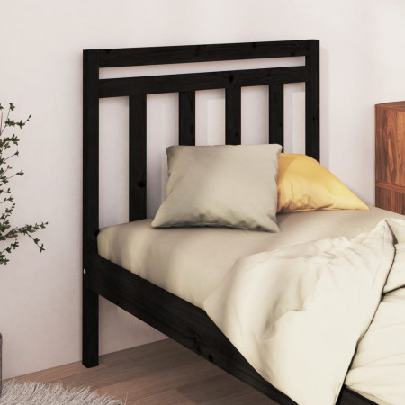 Tăblie de pat, negru, 96x4x100 cm, lemn masiv de pin