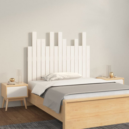 Tăblie de pat pentru perete, alb, 95,5x3x80 cm, lemn masiv pin