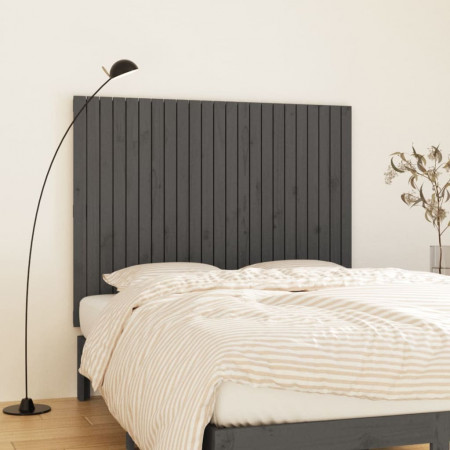 Tăblie de pat pentru perete, gri, 146,5x3x110 cm lemn masiv pin - Img 1