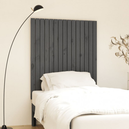 Tăblie de pat pentru perete, gri, 95,5x3x110 cm, lemn masiv pin