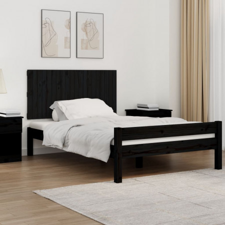 Tăblie de pat pentru perete, negru, 127,5x3x60 cm