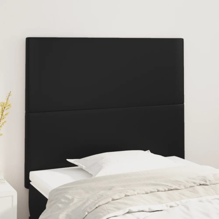 Tăblii de pat, 2 buc, negru, 90x5x78/88 cm, piele ecologică