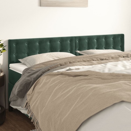 Tăblii de pat, 2 buc, verde închis, 100x5x78/88 cm, catifea