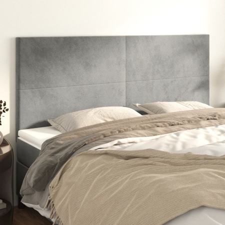 Tăblii de pat, 4 buc, gri deschis, 80x5x78/88 cm, catifea