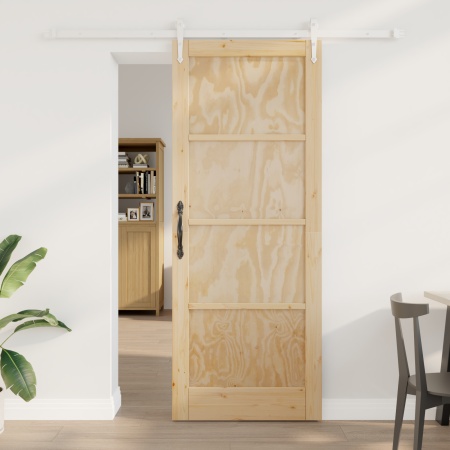 Ușa glisantă cu set de accesorii 83x211 cm Lemn masiv de pin, Ușa interioară 'ORKDAL'83x211x4 cm Lemn masiv de pin