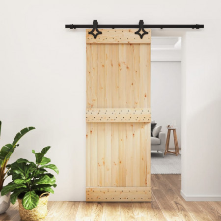 Ușă glisantă cu set de feronerie 80x210 cm, lemn masiv de pin - Img 1