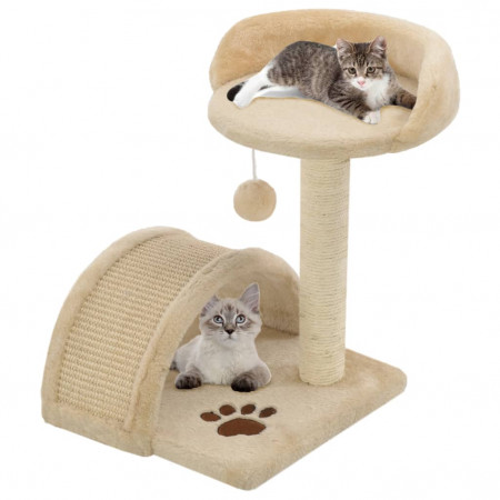 Ansamblu pisici cu stâlp funie sisal, bej și maro, 40 cm - Img 1