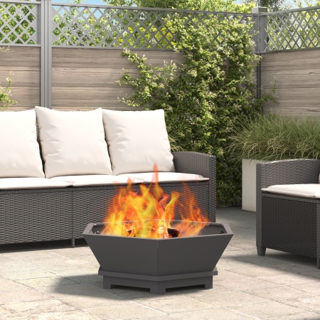 ardaXL Foc Hexagonal Negru 75x75x28 cm Oțel