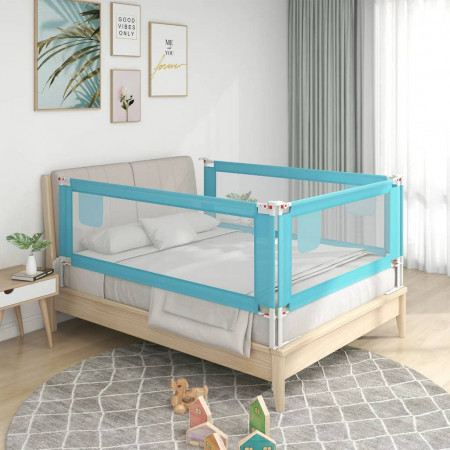 Balustradă de protecție pat copii, albastru, 160x25 cm, textil - Img 1