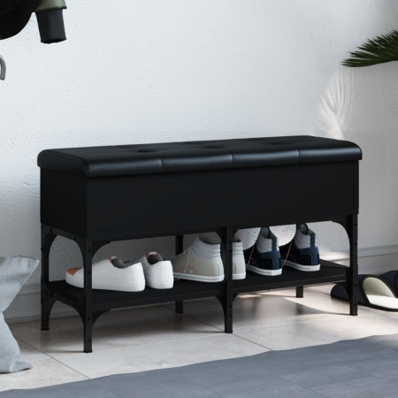 Bancă de pantofi, negru, 82x32x45 cm, lemn prelucrat - Img 1