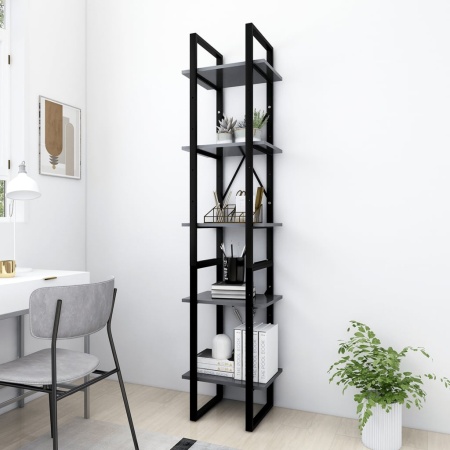 Bibliotecă cu 5 rafturi, alb, 40x30x175 cm, lemn prelucrat