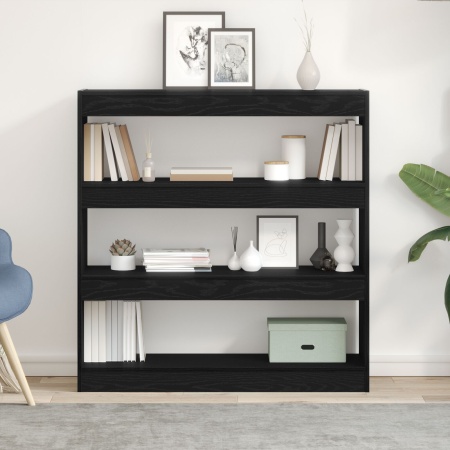 Bibliotecă/paravan de cameră, stejar negru, 100x30x103 cm, lemn
