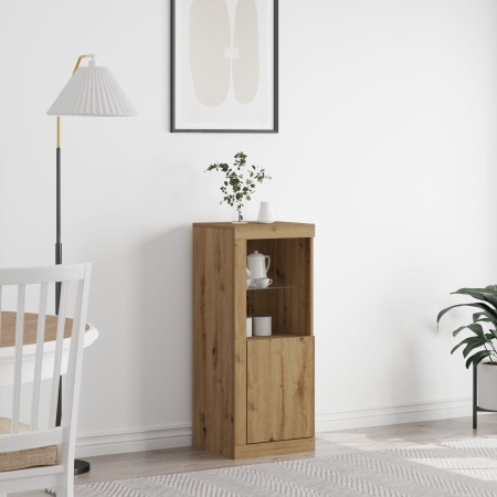 Bufet cu lumini LED Stejar Artisan 41x37x100 cm