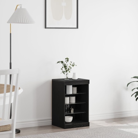 Bufet cu lumini LED Stejar Negru 41x37x67 cm
