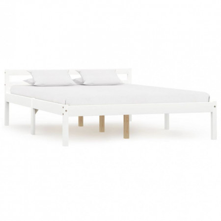Cadru de pat, alb, 140 x 200 cm, lemn masiv de pin - Img 1