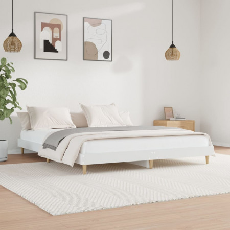 Cadru de pat, alb, 140x200 cm, lemn prelucrat - Img 1