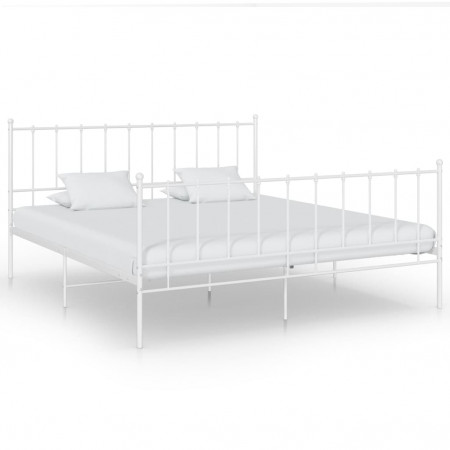 Cadru de pat, alb, 200x200 cm, metal - Img 1