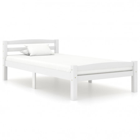 Cadru de pat, alb, 90x200 cm, lemn de pin masiv - Img 1