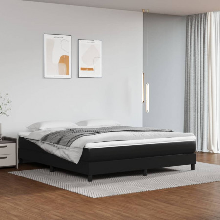 Cadru de pat box spring, negru, 180x200 cm, piele ecologică - Img 1