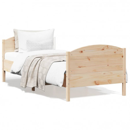 Cadru de pat cu tăblie, 75x190 cm, lemn masiv de pin