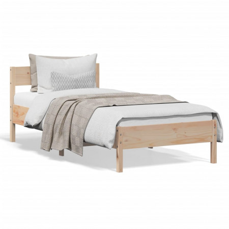 Cadru de pat cu tăblie, 75x190 cm, lemn masiv de pin