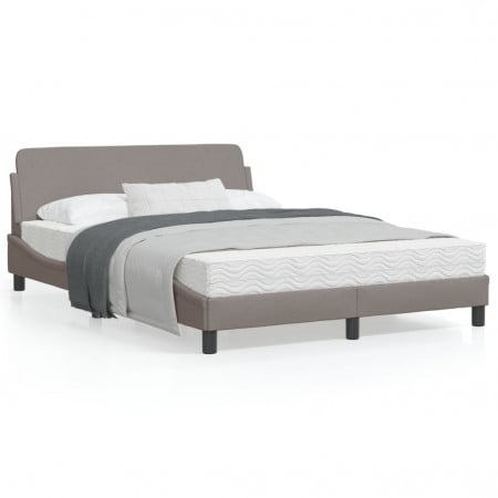 Cadru de pat cu tăblie, gri taupe, 120x200 cm, textil
