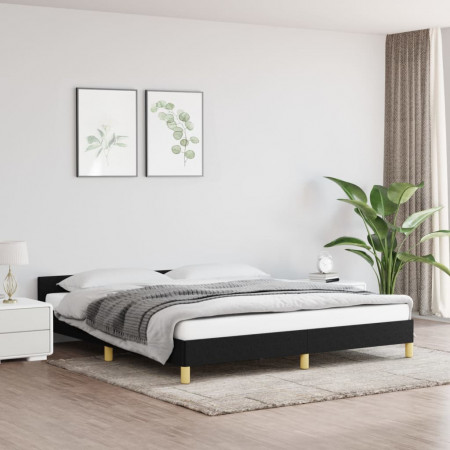 Cadru de pat cu tăblie, negru, 180x200 cm, textil