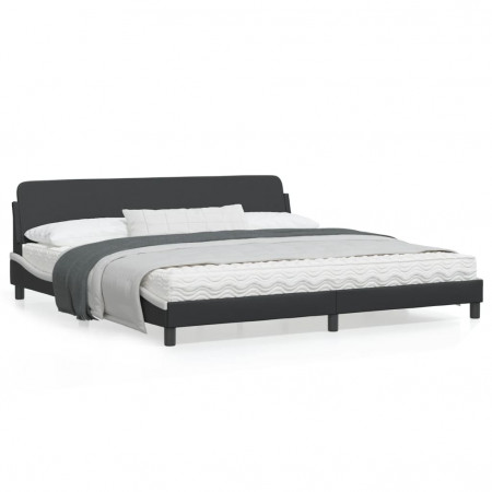 Cadru de pat cu tăblie negru și alb 200x200cm piele artificială