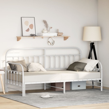 Cadru de pat Daybed cu trundă Alb 90x190 cm Oțel
