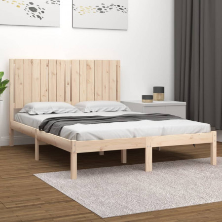 Cadru de pat dublu, 135x190 cm, lemn masiv de pin