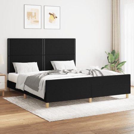 Cadru de pat fără saltea, negru, 160x200 cm, textil