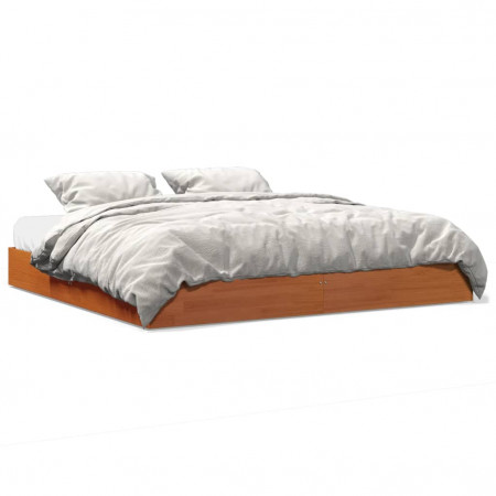 Cadru de pat, maro ceruit, 200x200 cm, lemn masiv de pin - Img 1