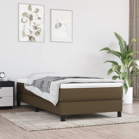 Cadru de pat, maro închis, 90x190 cm, material textil