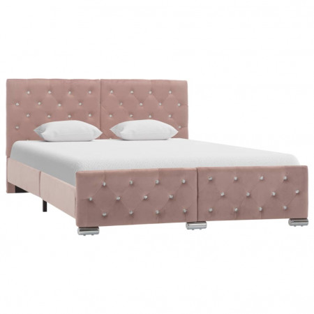 Cadru de pat, roz, 140 x 200 cm, catifea - Img 1
