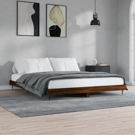 Cadru de pat, stejar maro, 200x200 cm, lemn prelucrat