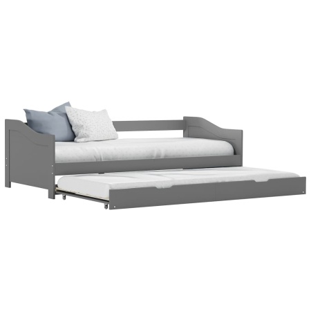 Cadru pat canapea, extensibil, gri, 90 x 200 cm, lemn de pin